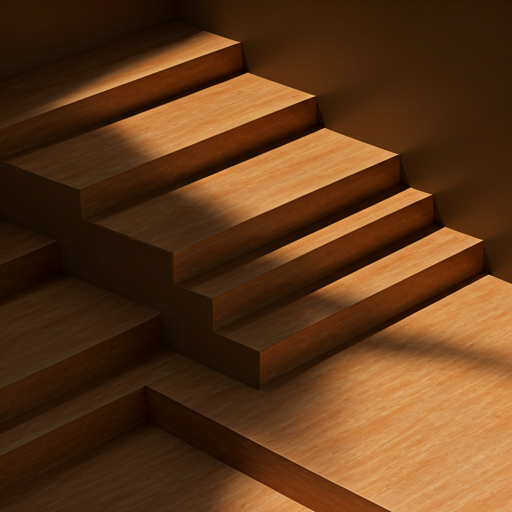 Warm wooden stairs representing a clear path forward